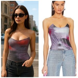 Miaou x Revolve Leia Strapless Corset Top Motion Pink NWT Size XS Bustier